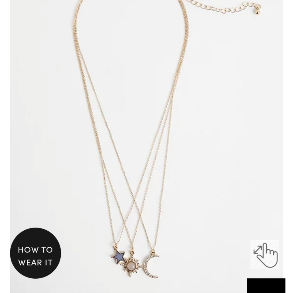 🆕️🌜🌟CELESTIAL LAYERED 3 ROW MOONSTONE NECKLACE - GOLD TONE🌟🌛